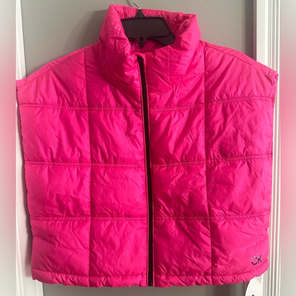 Calvin Klein Women's Performance Funnel-Neck Vest - Metallic Bare Pink Size 2XL